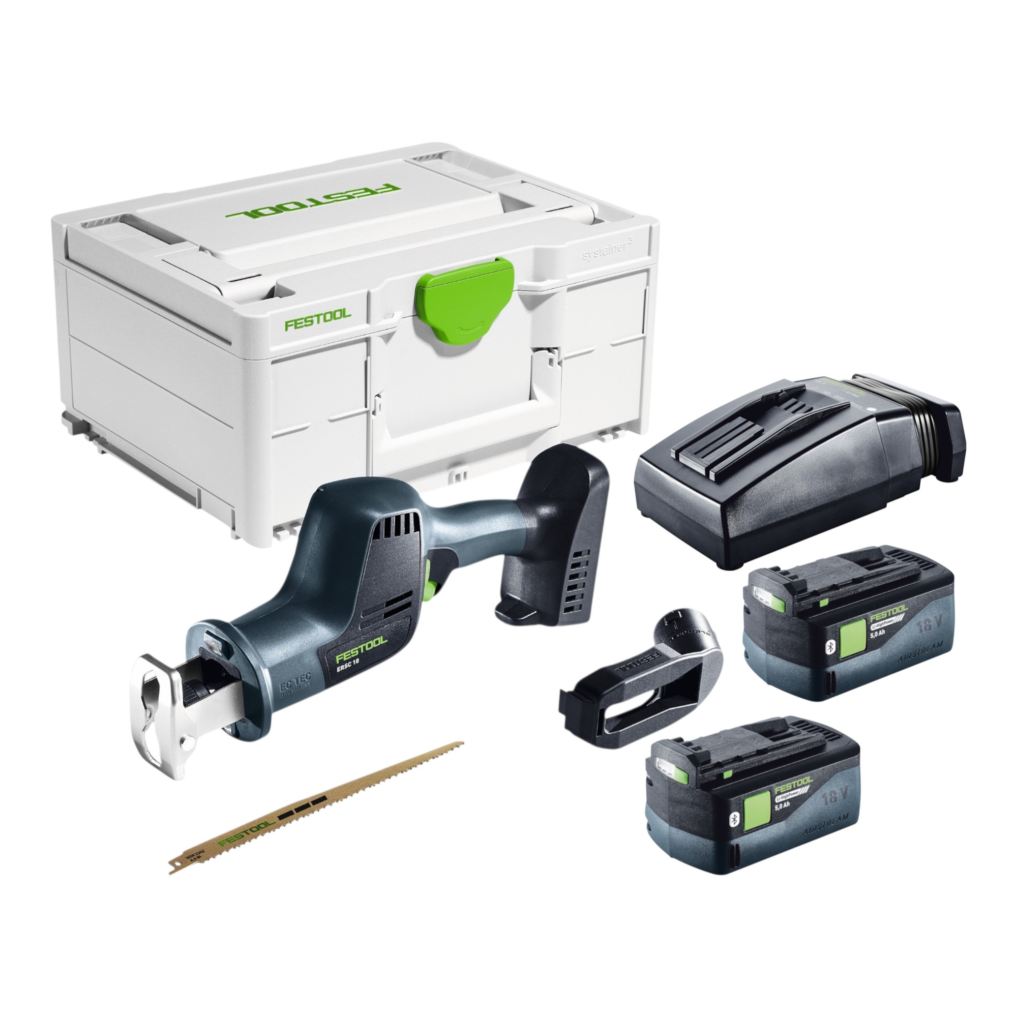 Festool Ersc 18 Eb-basic Akku Säbelsäge 18 V 210 Mm + 2x Akku 5,0 Ah + Ladegerät + Systainer