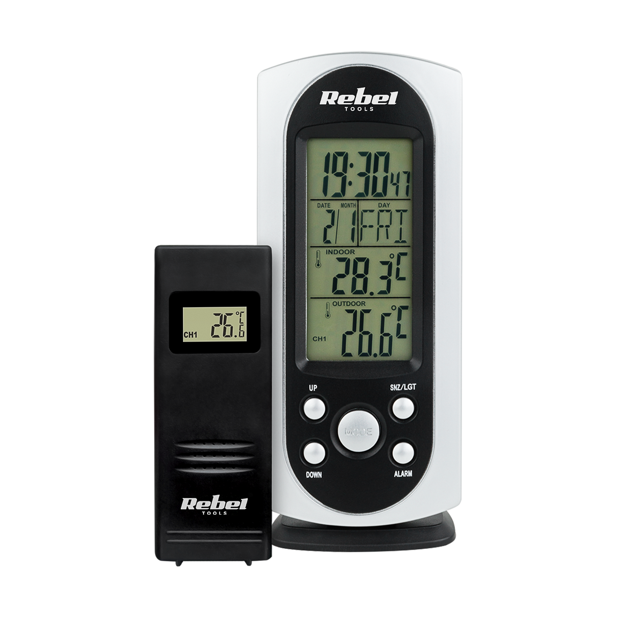 Drahtlose Wetterstation Mit Thermometer, Barometer, Uhr Und Wecker