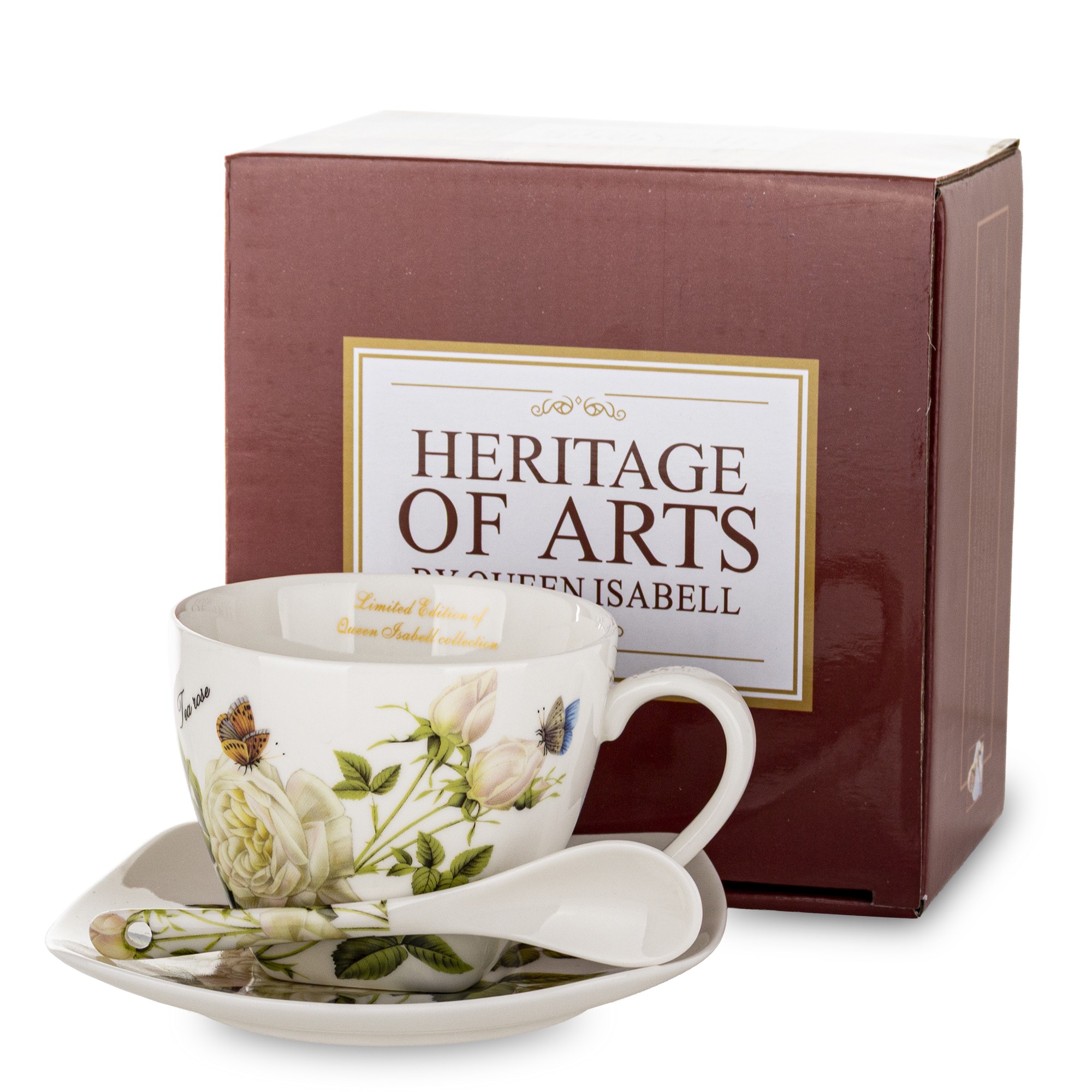 Tasse Mit Untertasse Und Löffel, 250 Ml, Porzellan, Mehrfarbig