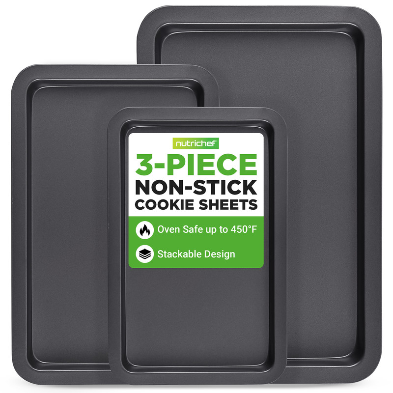 Nutrichef Backblech-set 3-teilig, Karbonstahl, Antihaft, Schwarz