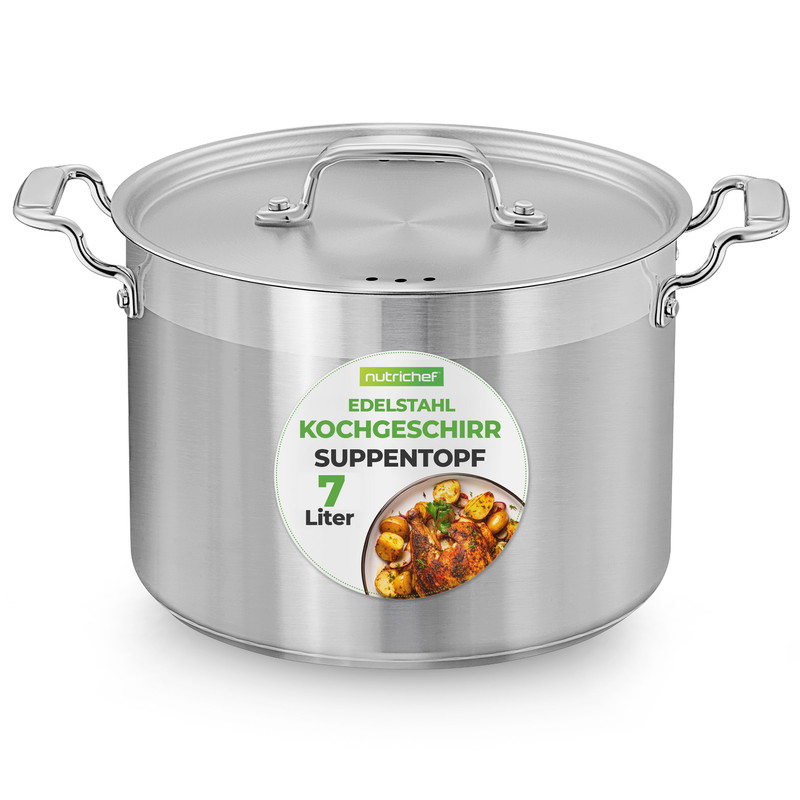Nutrichef Kochtopf 7,6l, Edelstahl Mit Deckel, Induktion