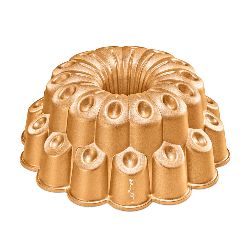 Nutrichef Gugelhupfform Ø23cm, Antihaft, Marquise-design, Gold