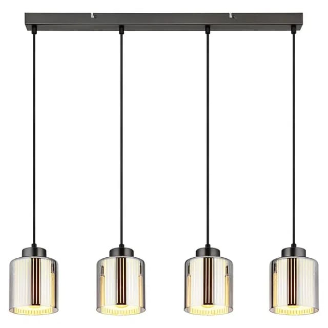 Hängeleuchte Pendelleuchte Esstischlampe Schwarz Chrom Glas 4-flammig L 78 Cm