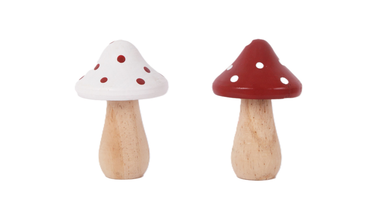 Dekofigur Pilz Holz Ø 8 X 12 Cm Rot Weiß 2-fach Sortiert Weihnachtscharaktere