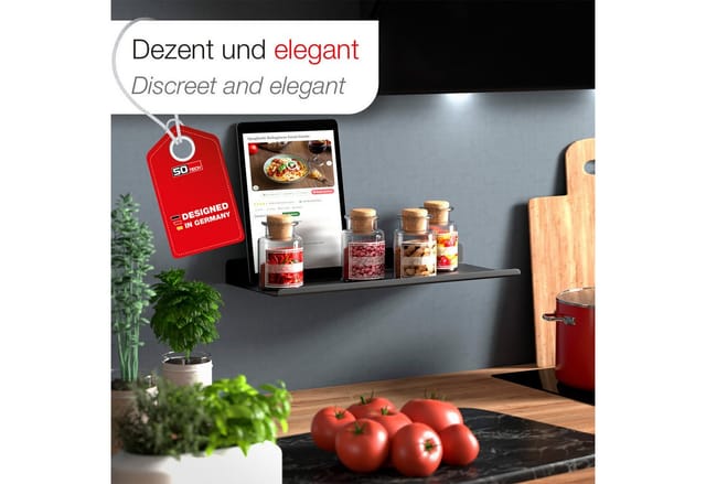 Sotech Design Wandregal Hover Tiefe 13 Cm Höhe 3 Cm Länge 35 Cm Inkl. Befestigungsset Für Wandmontage, Schwarz, 2 Stück