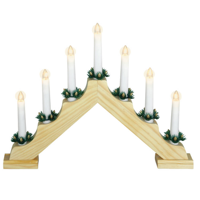 Adventleuchter Aus Holz, Led, 7 Leuchten