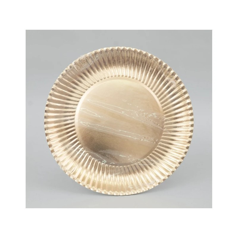 Set Aus 10 Goldenen Papptellern Ø30 Cm