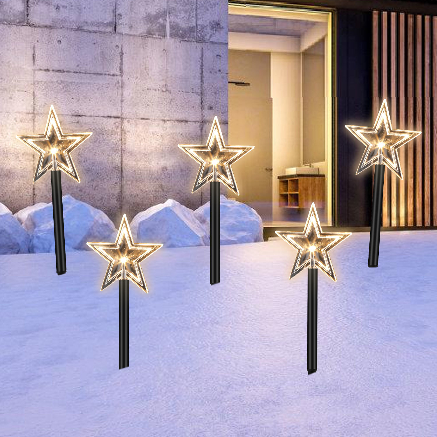 Jiubiaz 5 Stück Weihnachtsstern Sterne Warmweiß Led Mit 6/18h Timerfunktion 36cm