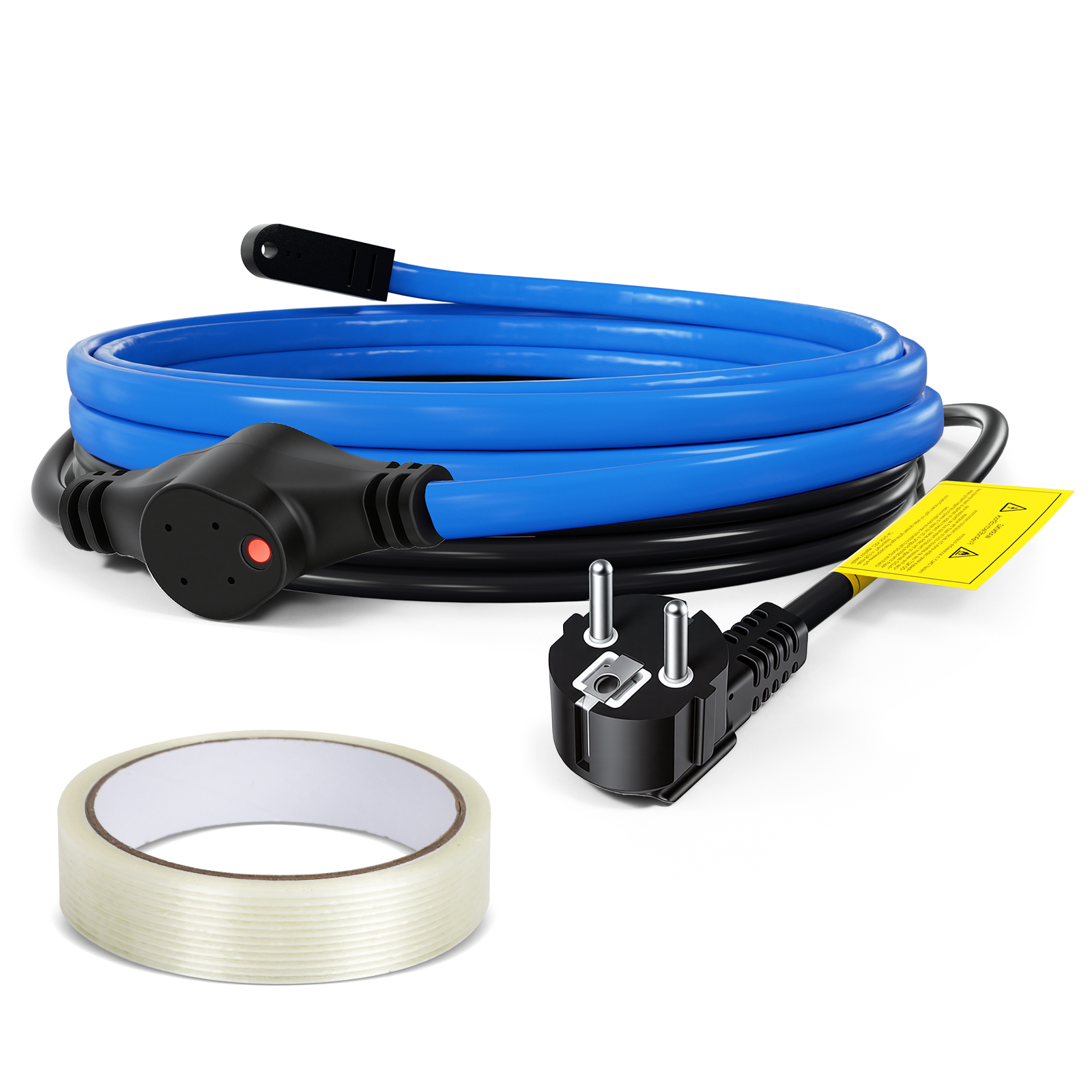 Jiubiaz 2m 50w Frostschutz Heizkabel Mit Thermostat & Kontrollleuchte Rohrheizkabel Heizleitung Für Wasserleitung Wasserdicht Rohrleitungen Inkl. 10m Klebeband Ip68