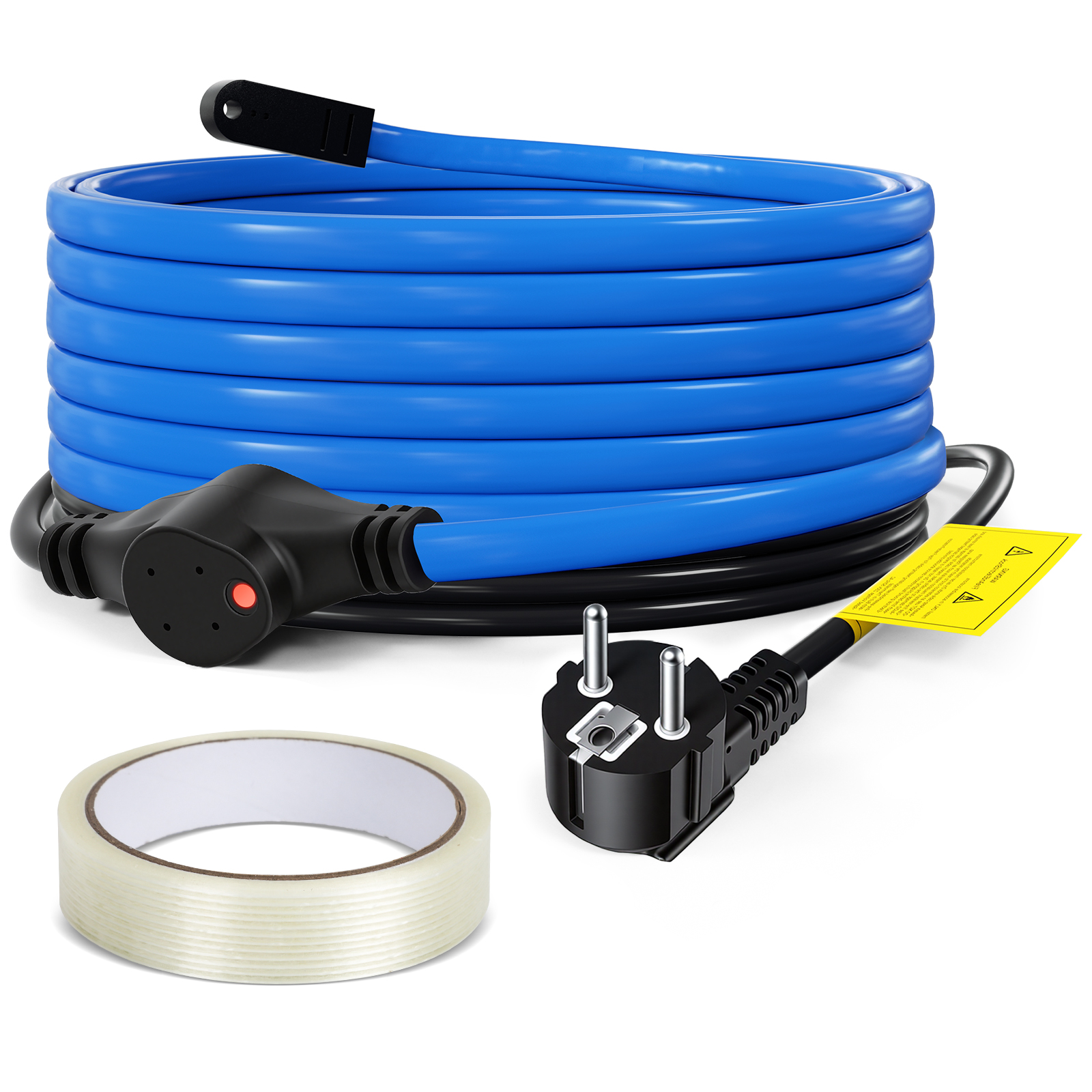 Jiubiaz 6m 150w Frostschutz Heizkabel Mit Thermostat & Kontrollleuchte Rohrheizkabel Heizleitung Für Wasserleitung Wasserdicht Rohrleitungen Inkl. 10m Klebeband Ip68