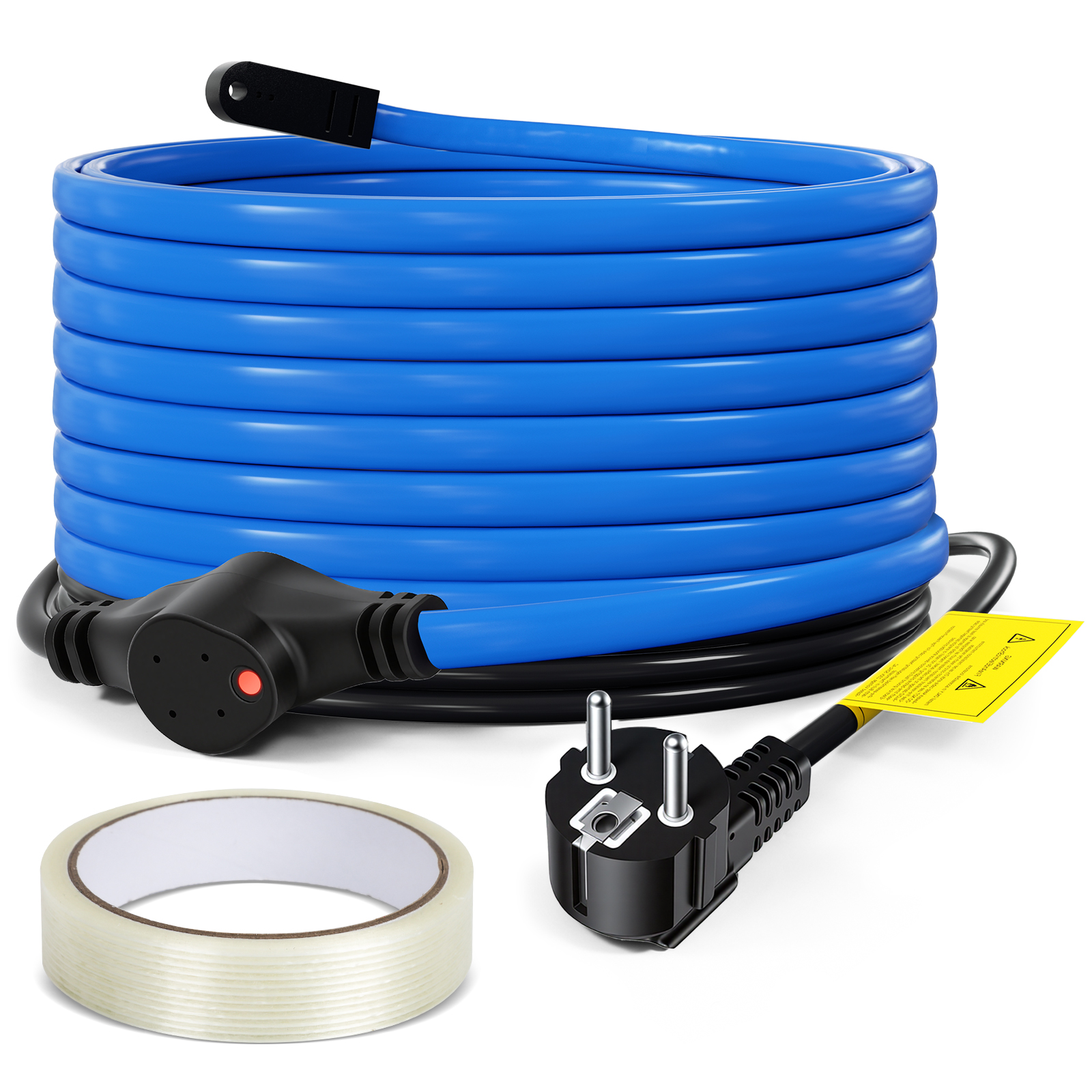 Jiubiaz 8m 200w Frostschutz Heizkabel Mit Thermostat & Kontrollleuchte Rohrheizkabel Heizleitung Für Wasserleitung Wasserdicht Rohrleitungen Inkl. 10m Klebeband Ip68
