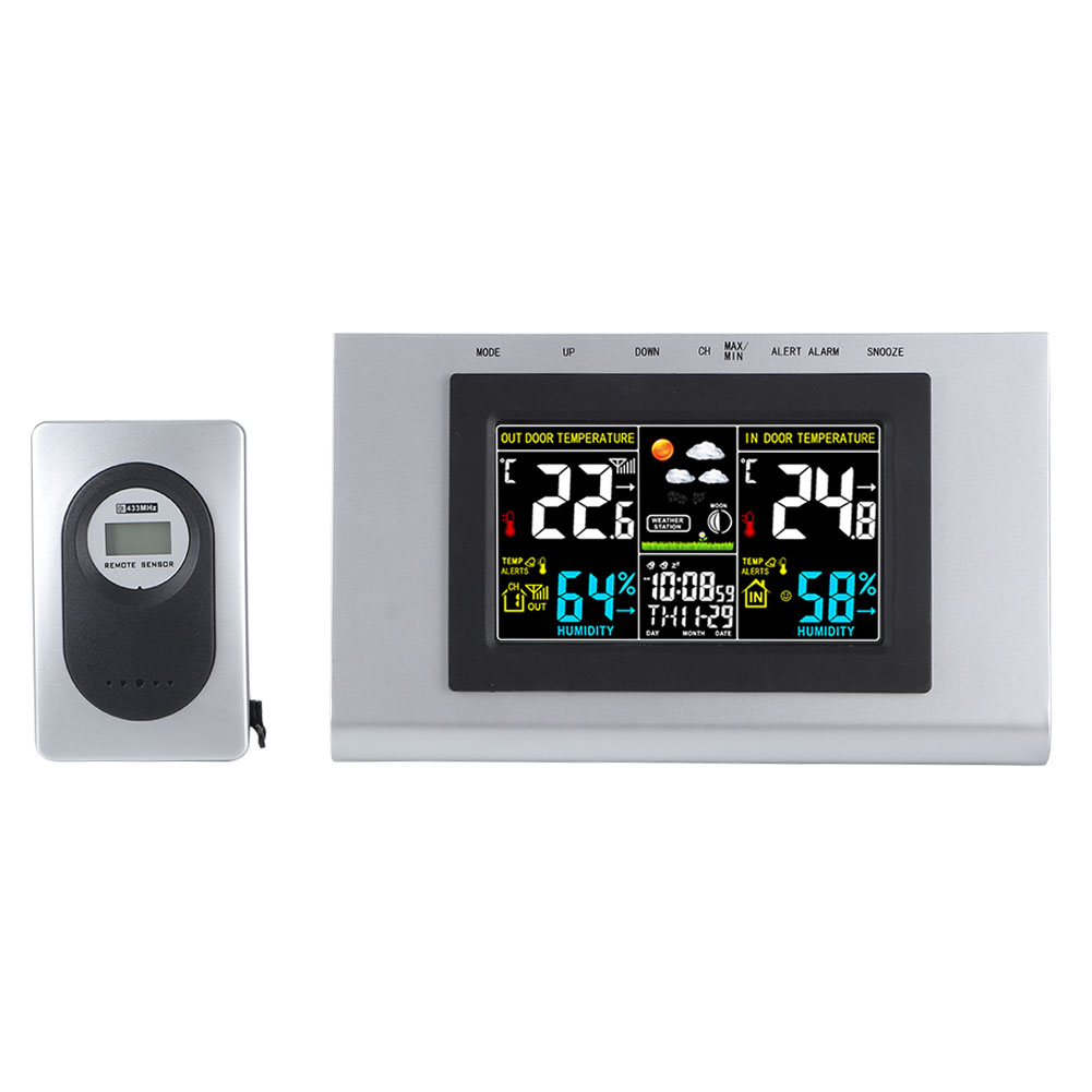 Ts H127g Digitales Thermometer-hygrometer Mit Temperatur- Und Feuchtigkeitssonde, Uhr Und Kalender