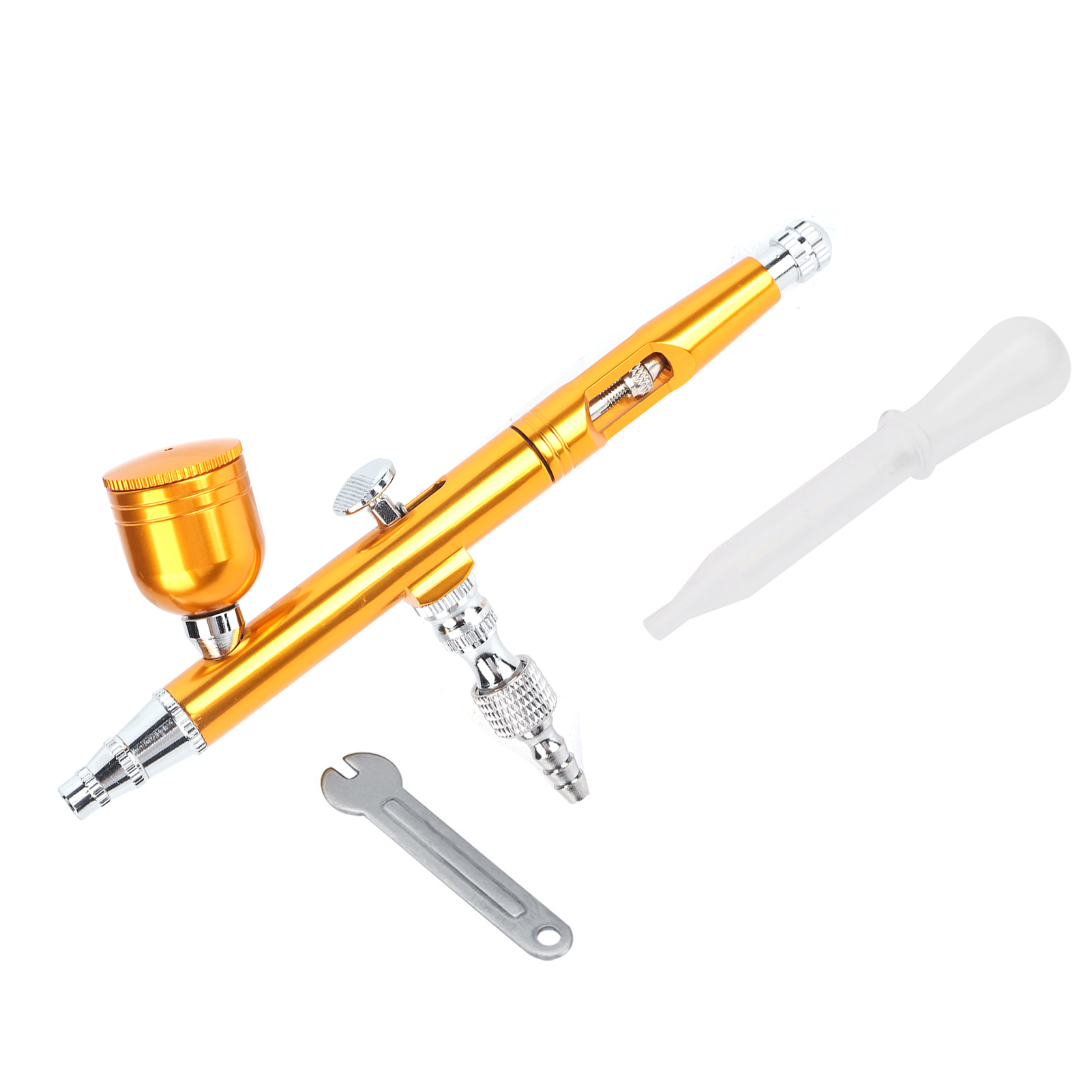 Doppelwirkende Airbrush-pistole Mit Schwerkraftzufuhr, 0,3-mm-werkzeugset Für Malerei, Kunst, Tätowierungen Und Nageldesign (gold)