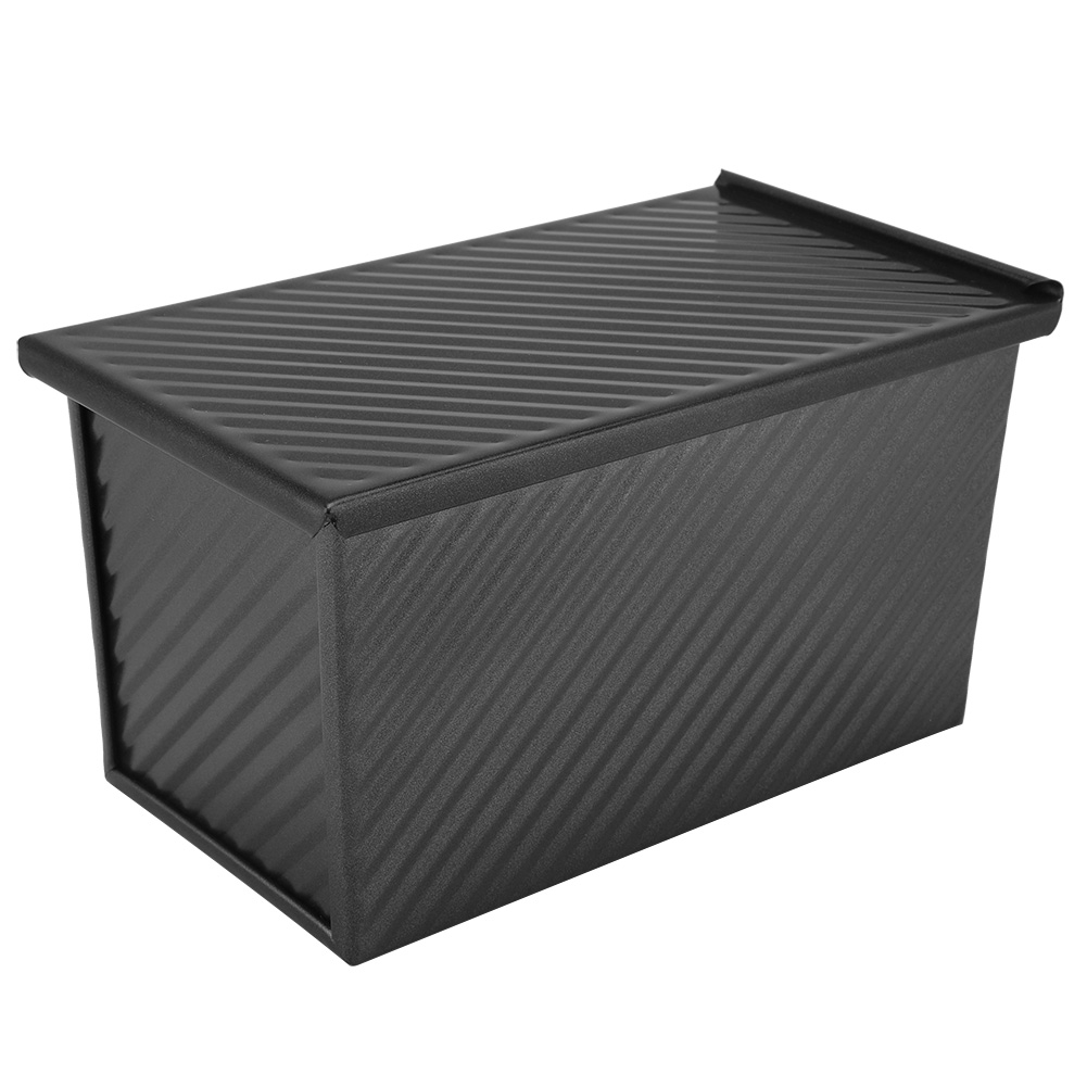 Antihaftbeschichtete Brot- Und Kuchenform Aus Kohlenstoffstahl Mit Deckel, Auch Als Toast- Und Dessertform Geeignet, 20,9 X 12 X 11,1 Cm, Schwarz, 620 G
