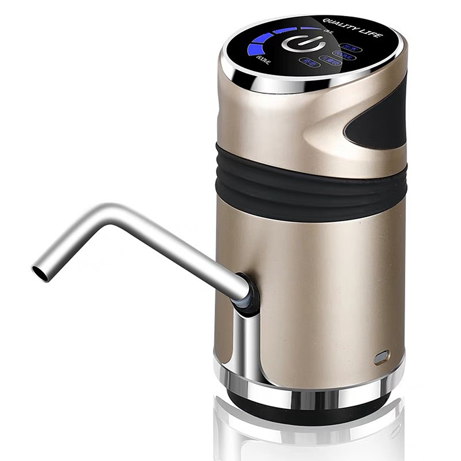 Automatische Elektrische Wasserpumpe Für Wasserflaschen Mit Lebensmittelechtem Silikonschlauch Und Auslass Aus Edelstahl 304, Micro-usb-ladeanschluss, 5 W, 5 V, 1500 Mah, Silber Oder Champagnergold, T