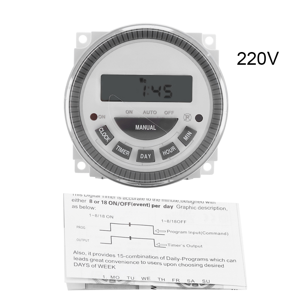 16a Programmierbarer Digitaltimer Mit 7-tage-woche-ausgang Und Zeitrelais (220v 16a Tm-619h-2)