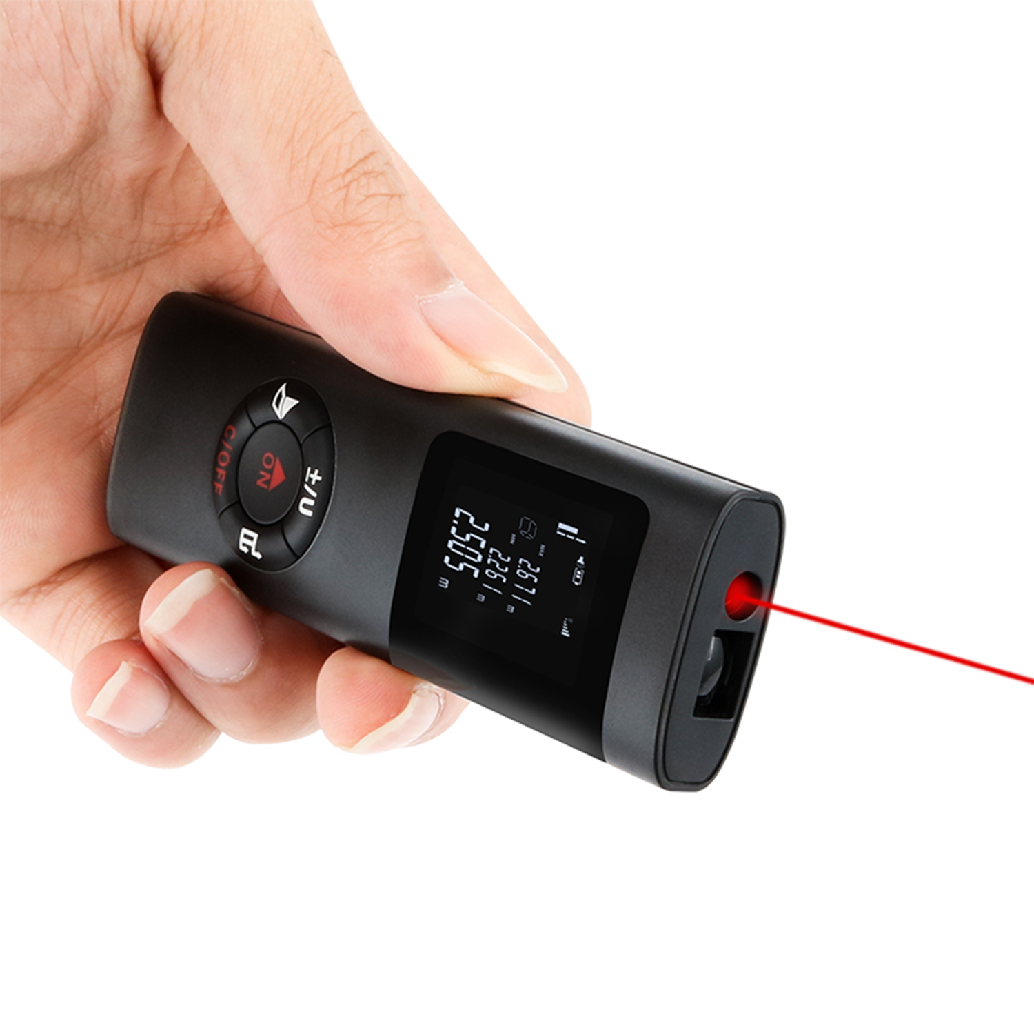 Mini-digital-laser-entfernungsmesser 131 Fuß (40 M) Mit Hintergrundbeleuchtung Und Lcd-bildschirm. Messbereich (m/zoll/fuß), Volumen (nach Dem Satz Des Pythagoras).