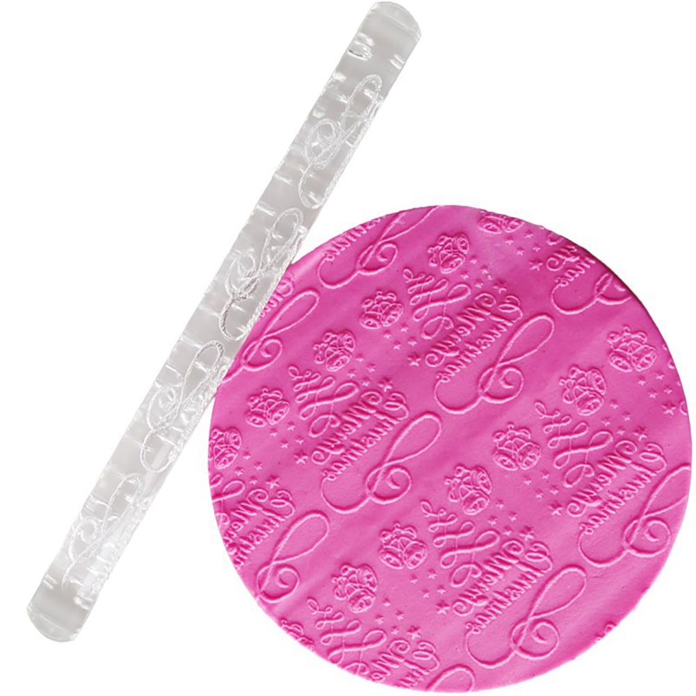 Hochwertiger, Umweltfreundlicher Acryl-nudelholz, Fda-konform, 28 Muster, Fondant-nudelholz Für Zuckerpaste, Modelliermasse, Diy-kuchendekoration, Typ 10, 16 X 1 Cm