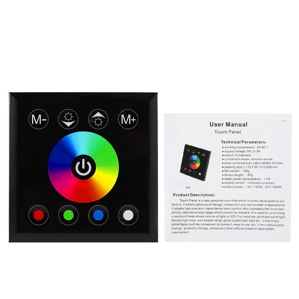 Rgbw-farb-touchpanel-controller Für Schwarzen, Wandmontierten Led-streifen Mit Dimmschalter