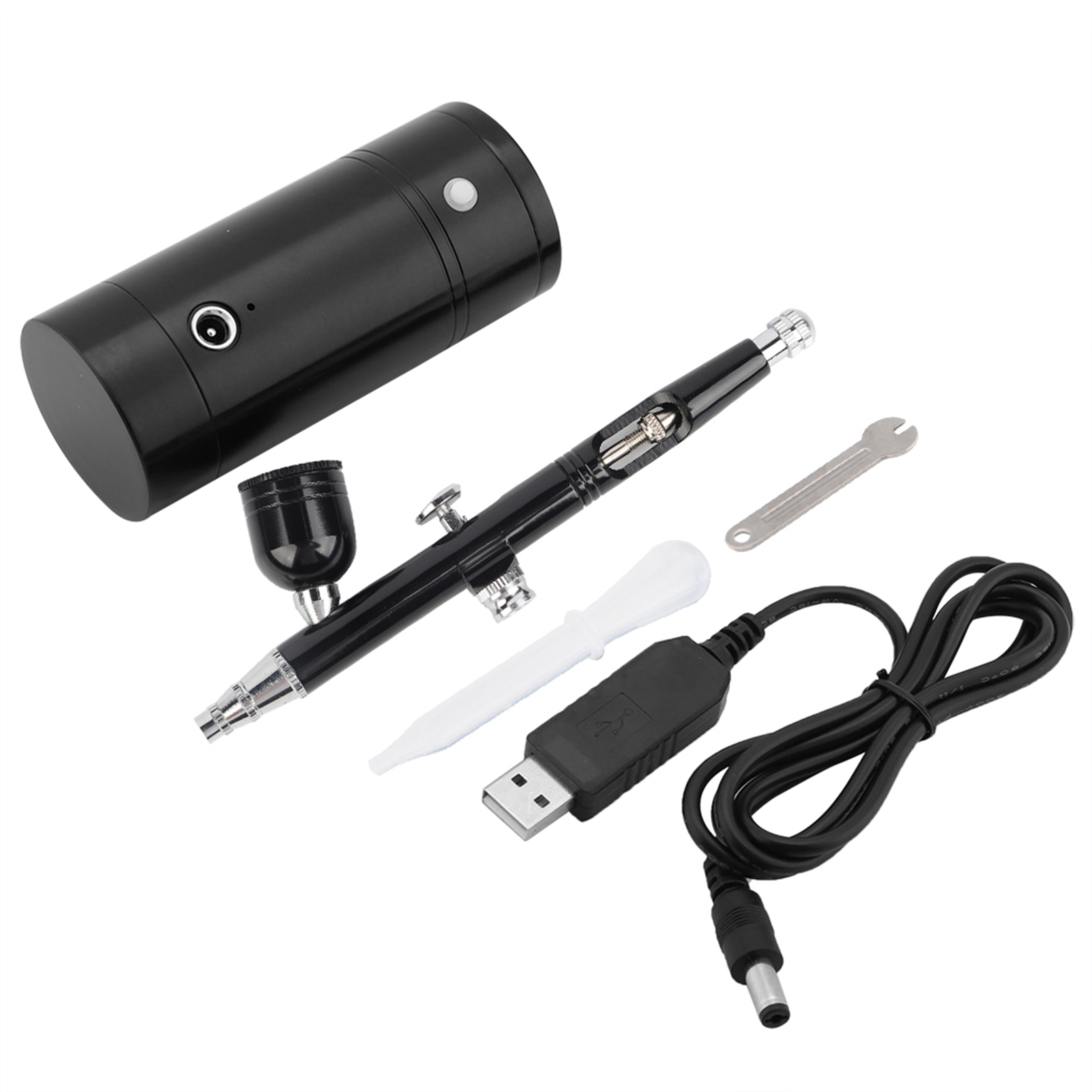 Airbrush-set, Spritzpistole Mit Mini-luftkompressor (0,3 Mm, 7 Cm³), Schwarz, 8,4-v-usb-netzteil