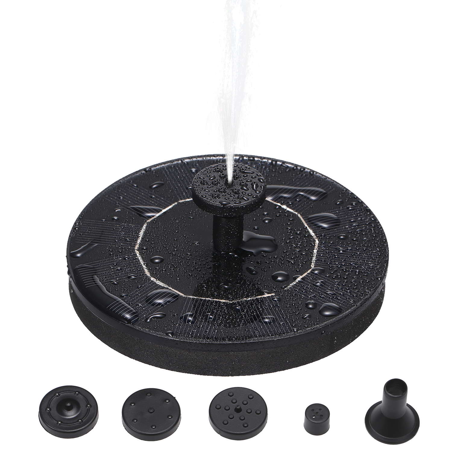 6v 1w Autarkes Schwimmendes Solarbrunnenpumpen-set Für Vogeltränken, Gärten, Terrassen, Rasenflächen, Teiche, Fischteiche, Schwarzes Abs Mit 4 Düsen