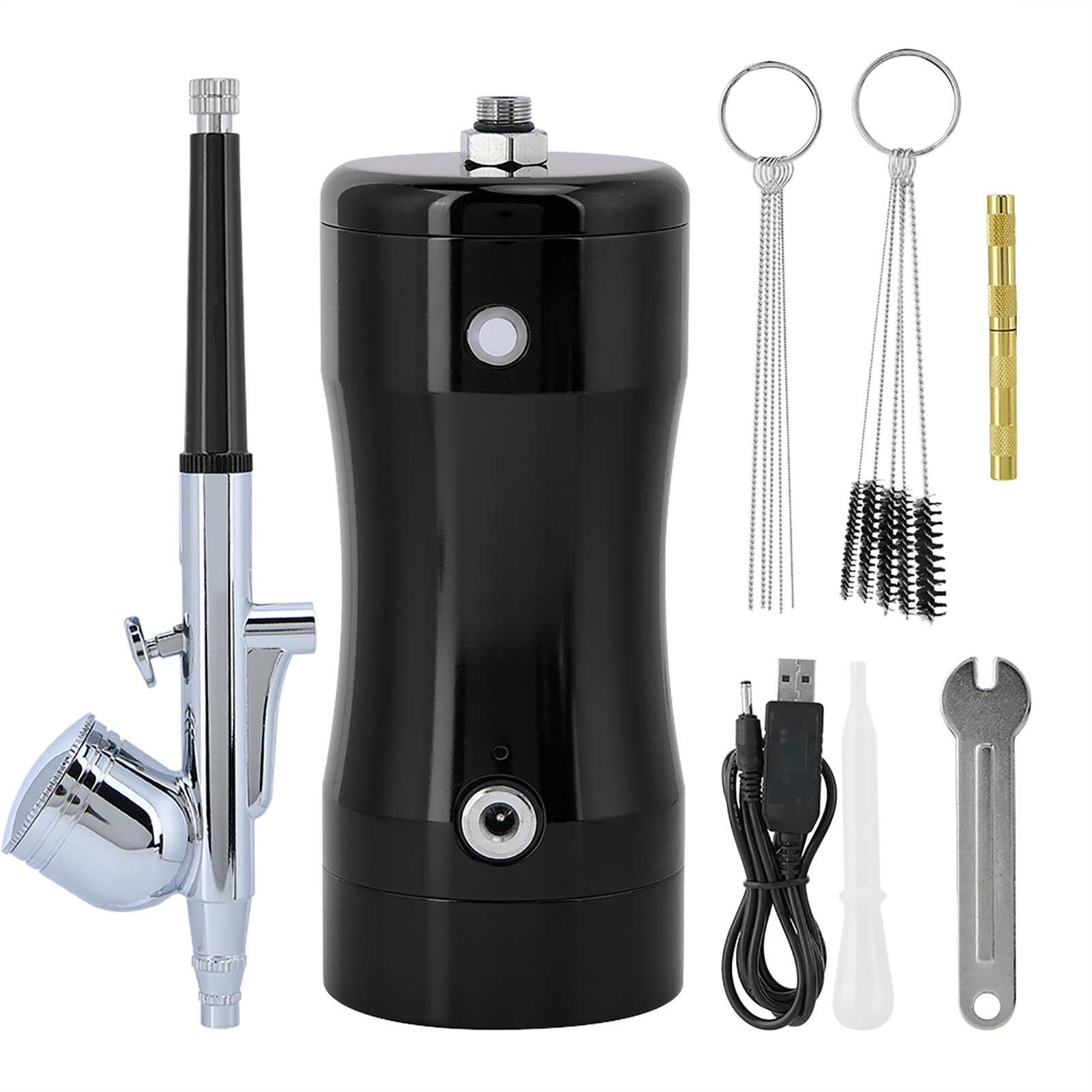 Mini-airbrush-set 0,3 Mm 7 Cm³ Mit G12-pumpsprüher Und Reinigungswerkzeug (schwarz)