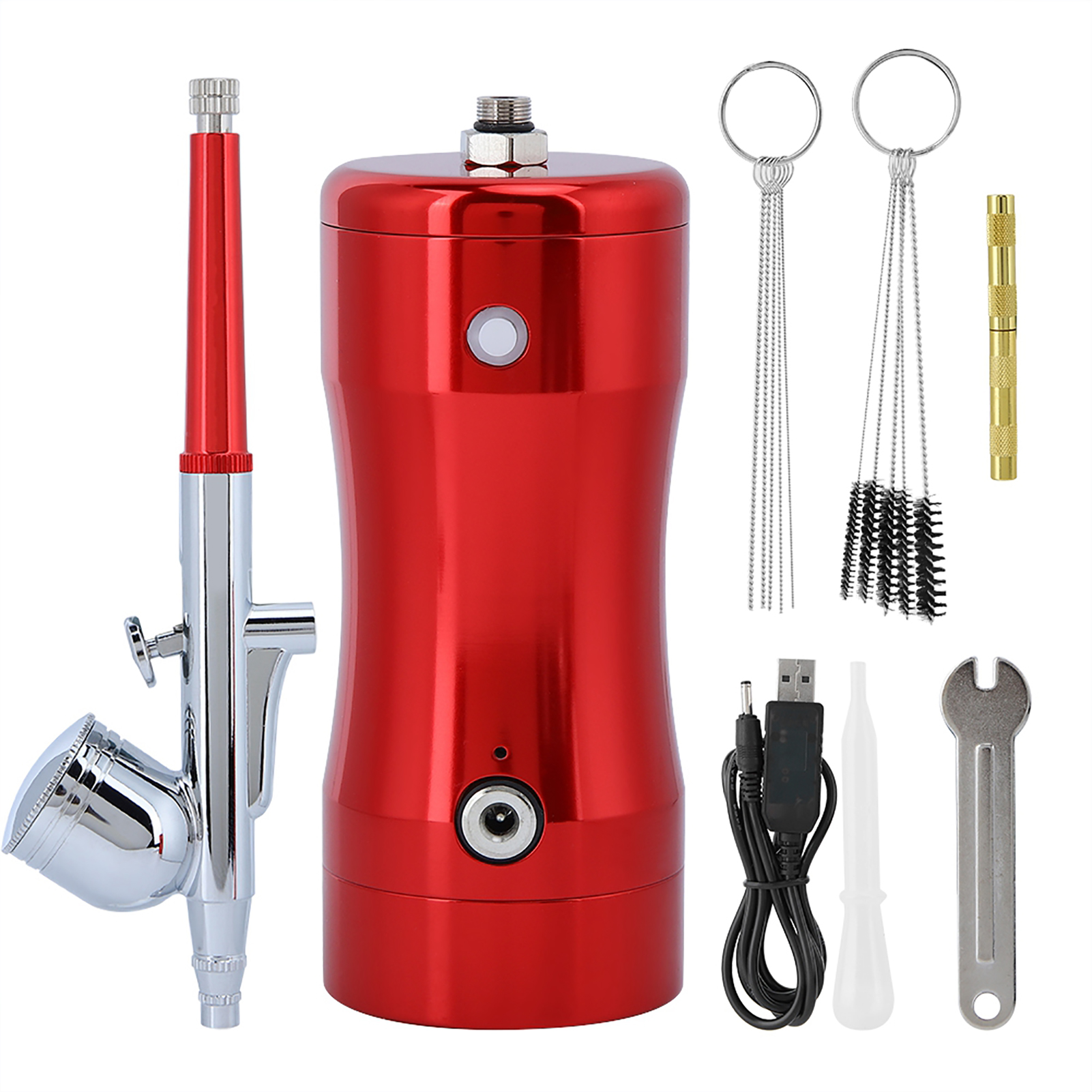 Mini-airbrush-set 0,3 Mm 7 Cm³ Mit G12-pumpe, Airbrush-set Und Reinigungswerkzeugen (rot)