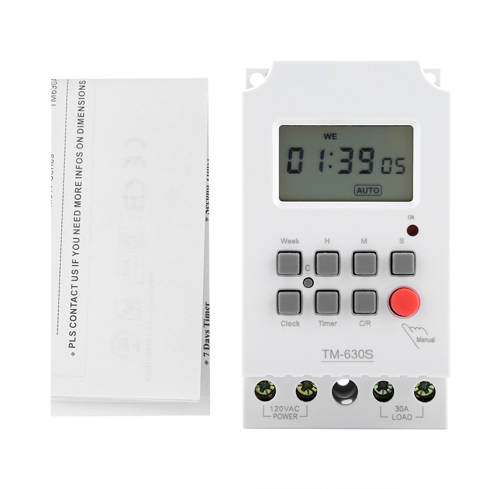 Programmierbarer 110-v-timer Aus Weißem Kunststoff Mit Großem Display, Digitaler Elektrischer Schalter Für Haushaltsgeräte, Schilder Und Straßenbeleuchtung, Ca. 5,5 X 4,3 X 10 Cm, 154 G