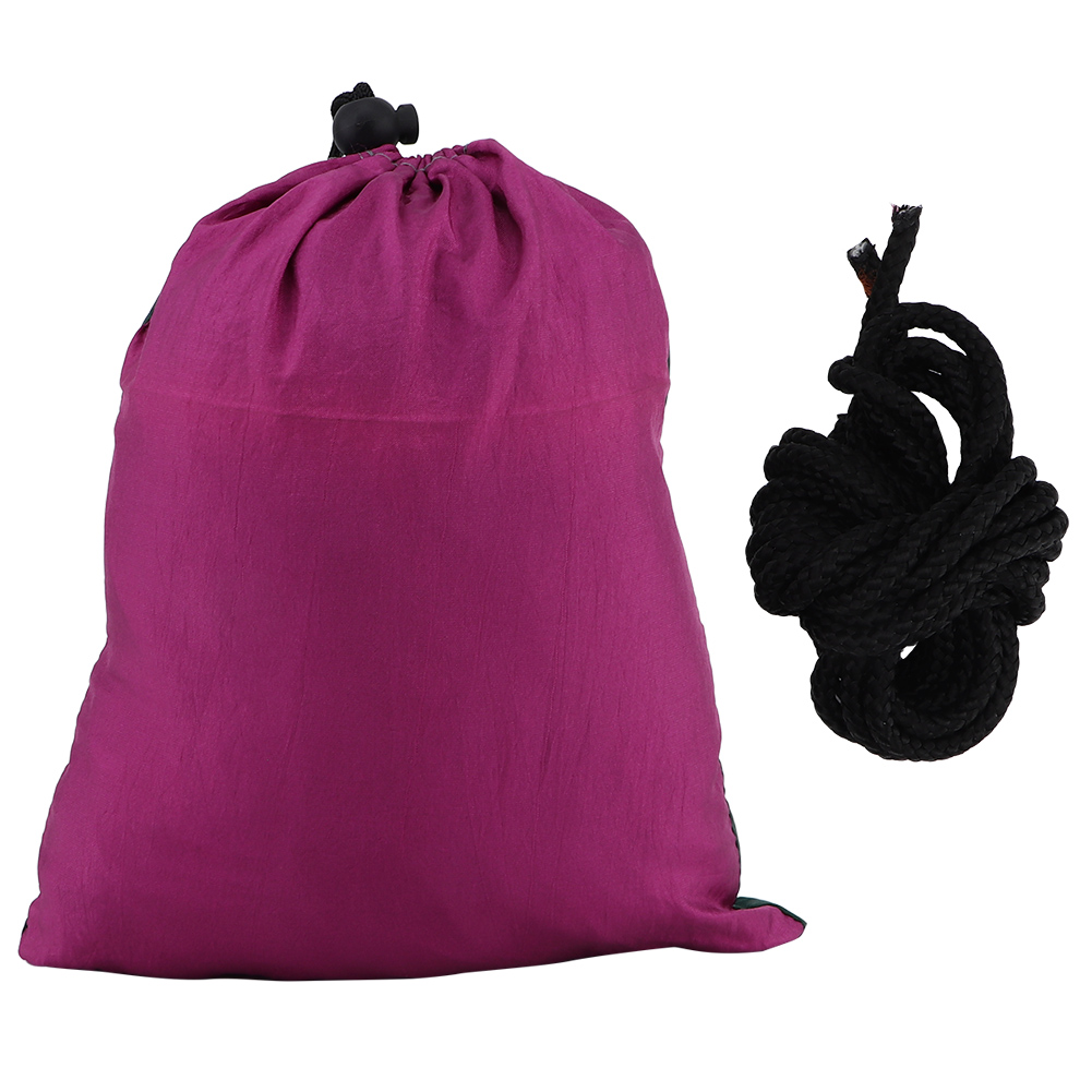 Tragbare Doppelhängematte Für Outdoor-wanderungen, Hängebett Mit Baumgurt (lila Und Dunkelgrün)