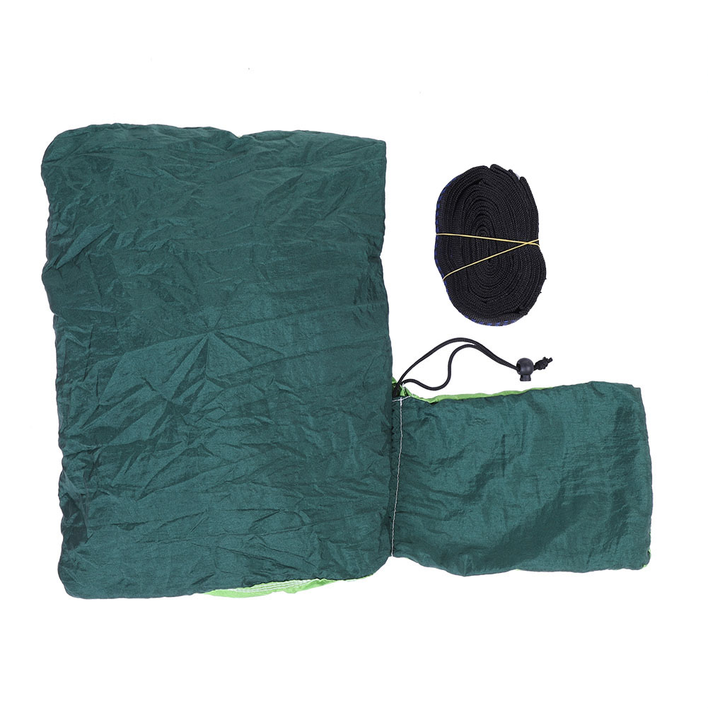 Hängematte, 2 Gurte, 2 Schnallen, Hängebett, Schaukel, Breit Und Lang, Camping, Reisen, Outdoor, Gewebtes Nylon, 275 X 140 Cm, Grün + Dunkelgrün, Max. 200 Kg