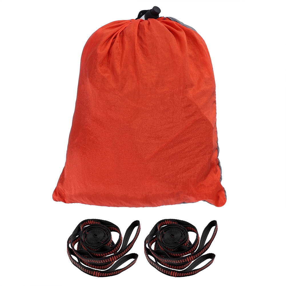 Tragbare Doppelhängematte Für Outdoor-reisen Mit Baumgurt (grau + Orange)
