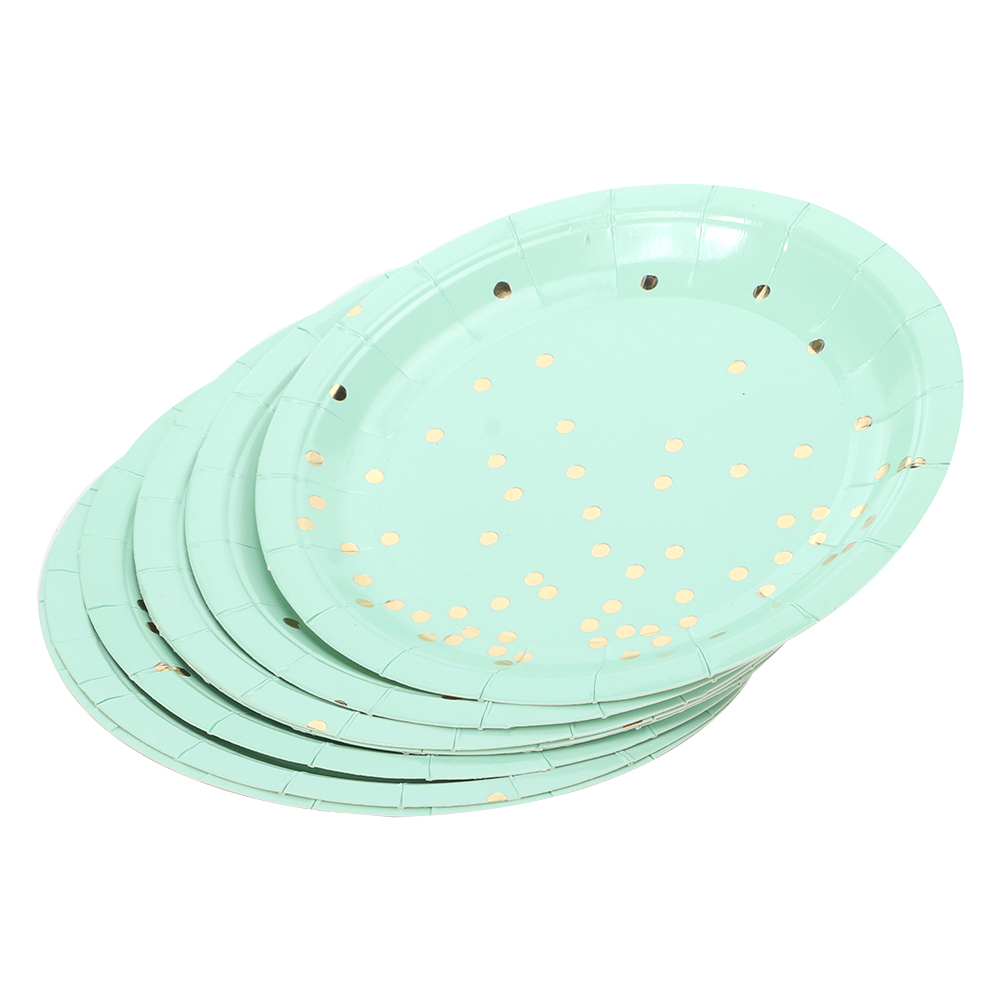 Stück Einweg-pappteller Für Hochzeiten, Geburtstage, Weihnachten Und Grillpartys, Grün, 18 Cm, Gepunktet