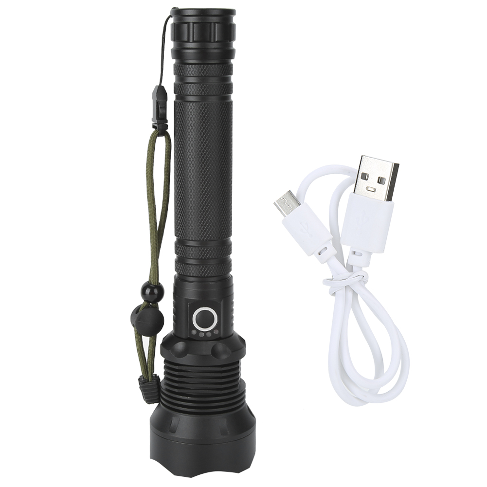 Xhp70 Led-taschenlampe (9000 Lm), 3 Leuchtmodi, Usb-anschluss, Leistungsstarkes Licht Für Die Jagd, Schwarz