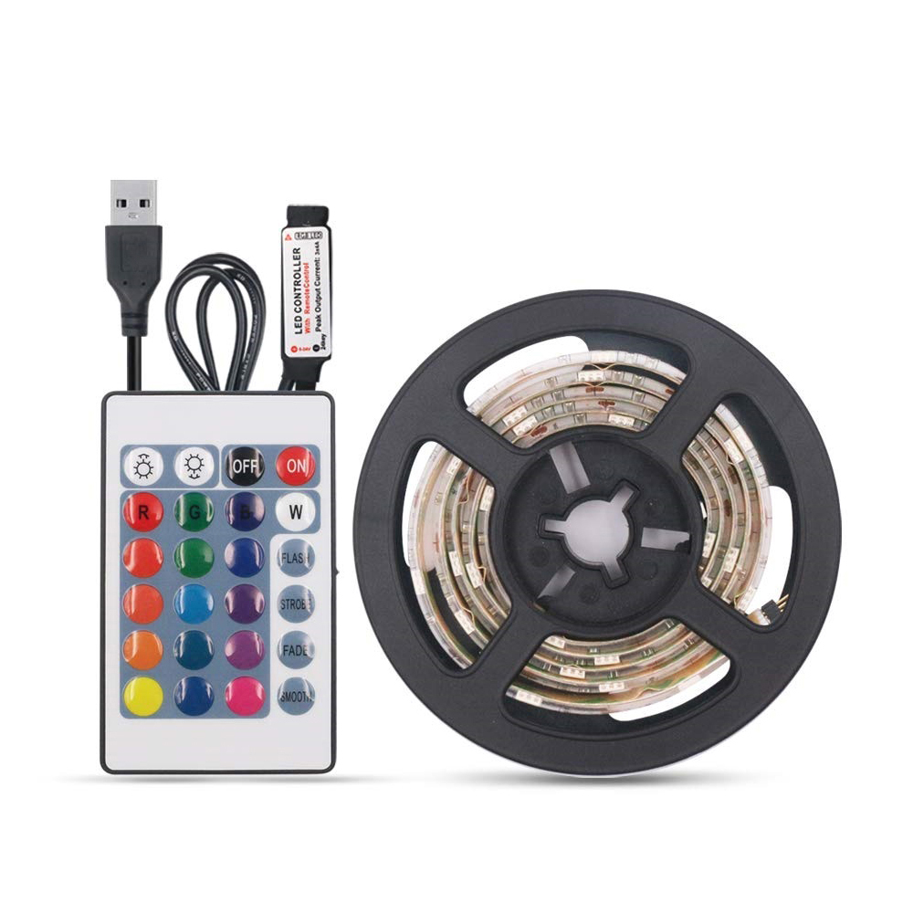 Rgb Smd3528 Led-streifen, 5 V Dc, Usb, 2 M, 120 Leds Mit 10 M Ir-fernbedienung, 16 Farben, Blitz-, Stroboskop-, Überblend- Und Sanfte Modi, Ip65, Tv-dekoration, Möbel, Wein, Zuhause, Party