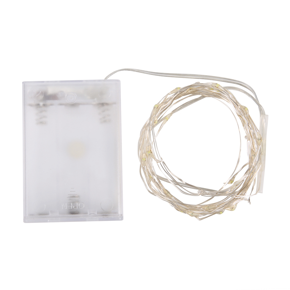Led-lichterkette, Kupferdraht, Dekorativ, Partydekoration, Schmuck, Hochzeit, Weihnachten, Weiß, 10 M, Aa-batterie