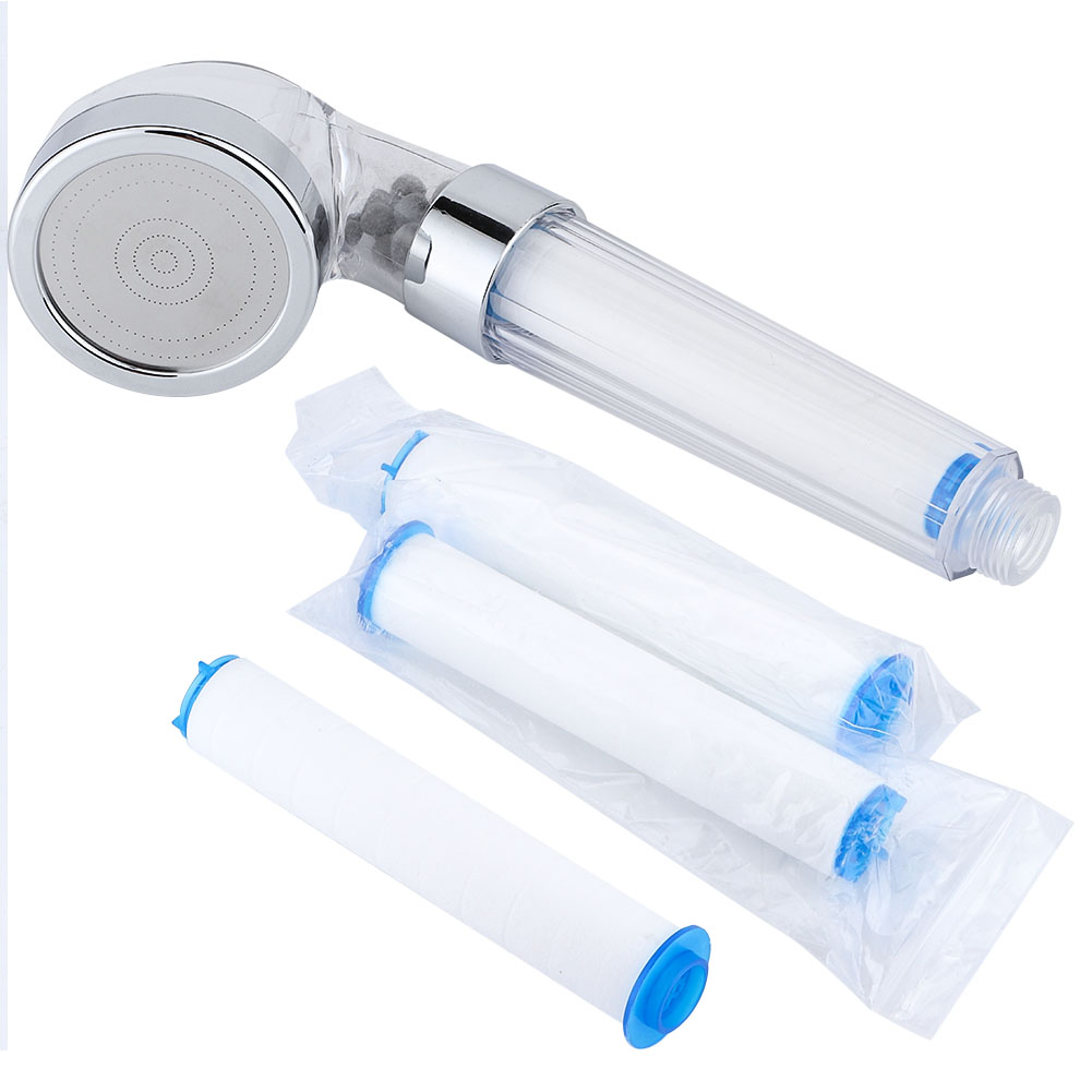 Handbrausekopf Mit Negativen Ionen Und Druckfunktion, Pp-filter, 420 Mikrolöcher, G1/2, 21 X 6,3 Cm, Mit 3 Filtern (1)