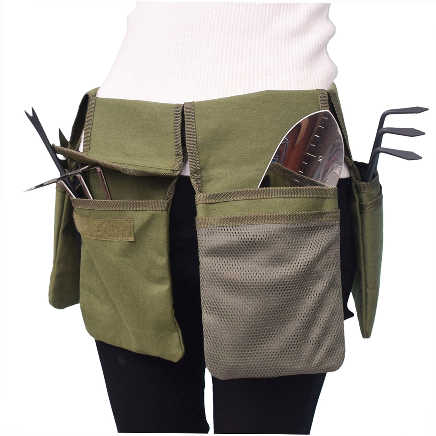 Werkzeuggürtel Aus Canvas Mit Hüftschürze Und Taschen, Aufbewahrungstasche Für Gartengeräte, Haushaltsorganizer, Halter Für Rasen- Und Gartengeräte