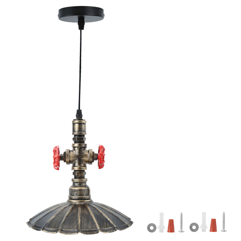 Vintage-hängeleuchte Aus Eisenrohr Mit E27 85-265v Led-lampe Für Die Decke Einer Hausbar (goldener Rost)