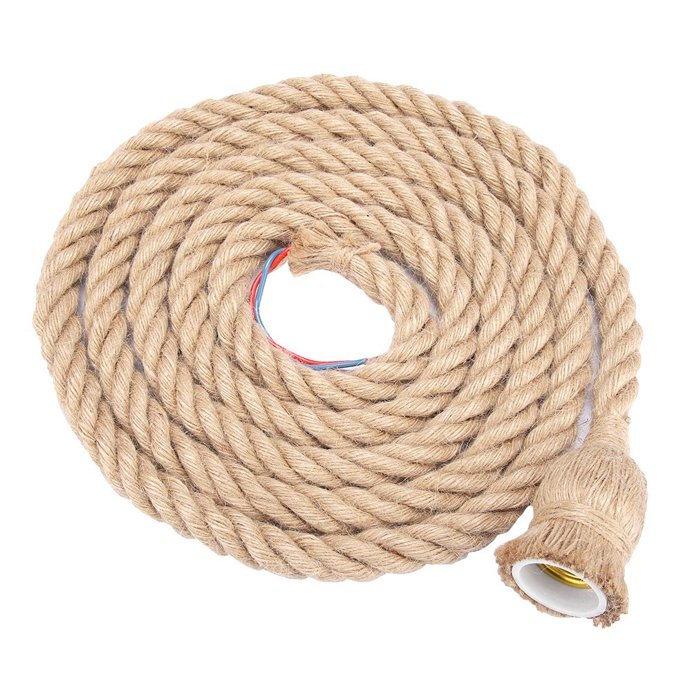 Retro-hängeleuchte Aus Hanfseil, 1,5 M, E27-fassung, Vintage-hängebirne (1 Arm)