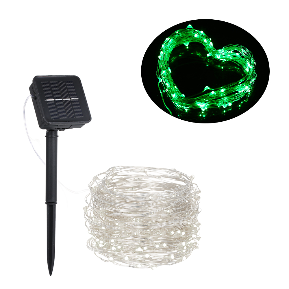6w 10m 100led Solar-lichterkette, Grün, Biegsam, Flexibler Kupferdraht, Ip65, 8 Beleuchtungsmodi, 600mah Akku Für Garten, Hof Und Terrasse
