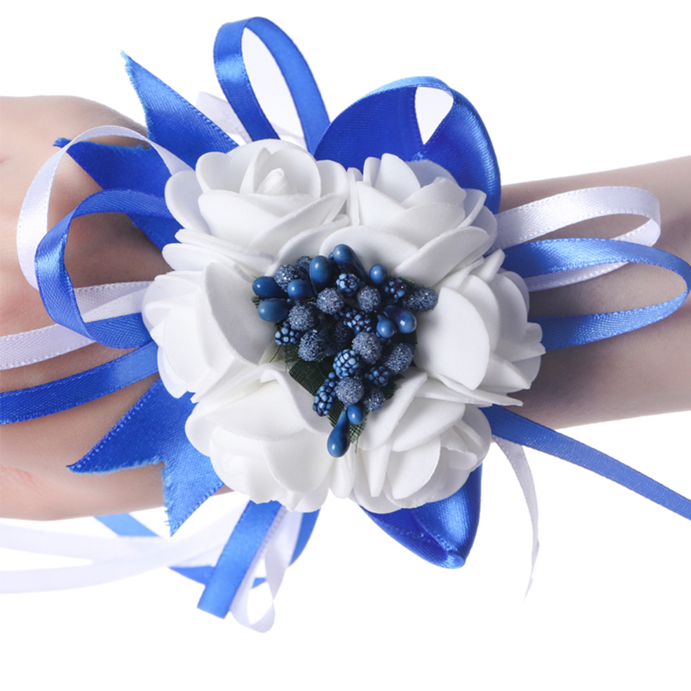 Stück Künstlicher Brautstrauß Mit Saphirblauen Bändern Im Koreanischen Stil Für Die Hochzeitszeremonie, 7 Cm