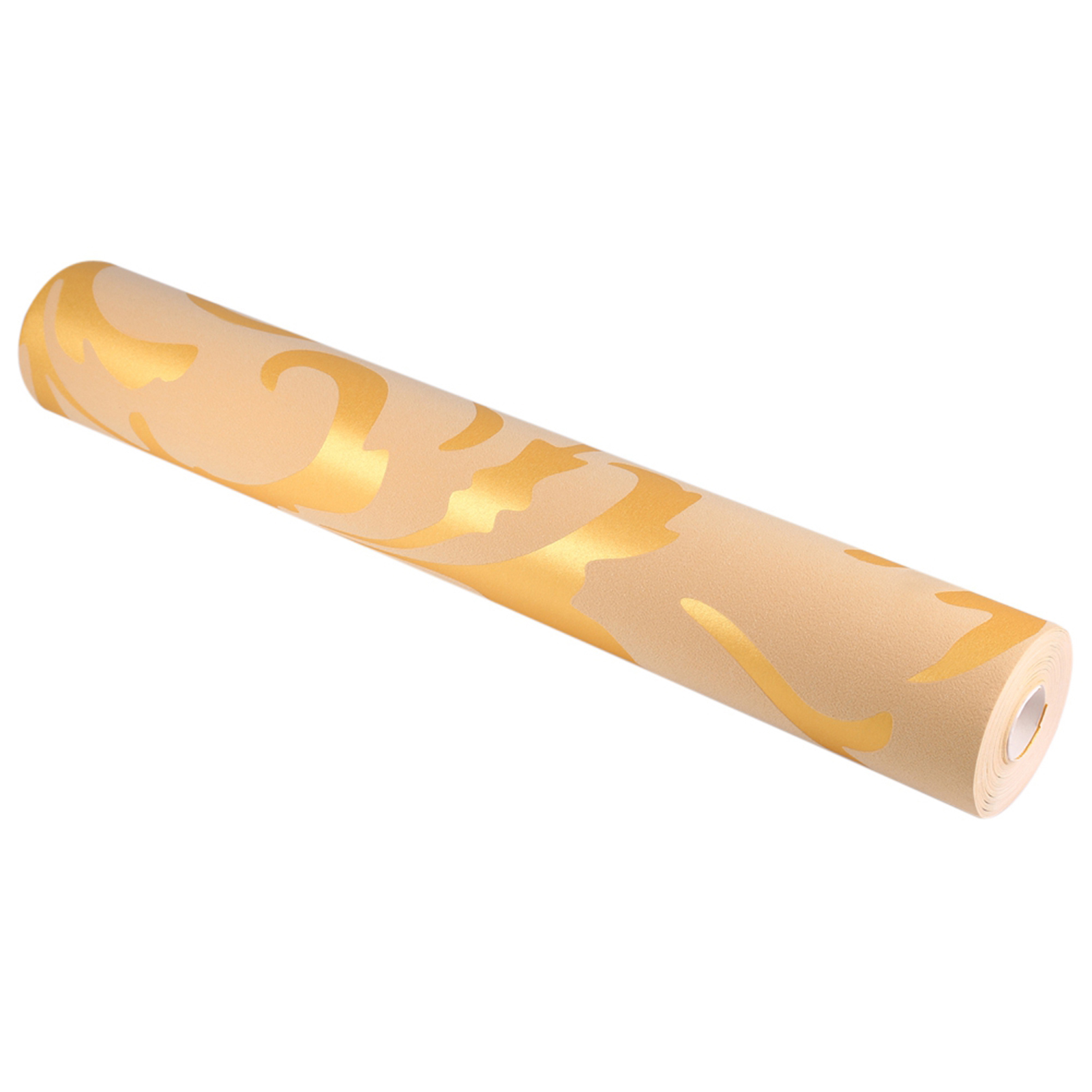 Vliestapete Mit Barockmuster, Damastornament, 3d-optikgold