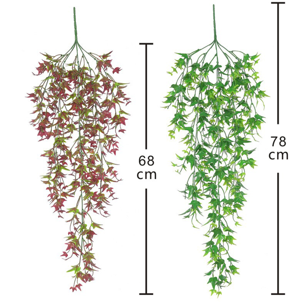 Set Mit 3 Künstlichen Hängepflanzen, 78 Cm, Dekorative Grüne Blättergirlande Für Drinnen Und Draußen, Wandgestaltung, Zuhause, Garten, Hochzeit, Rot