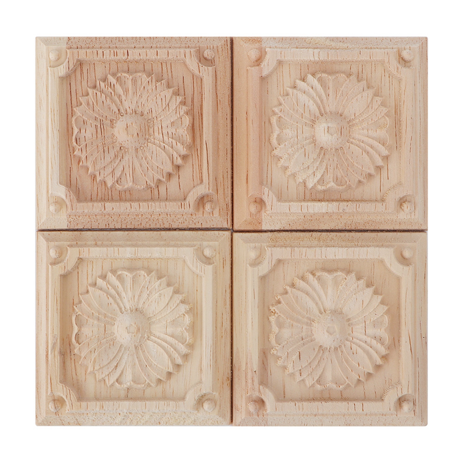 Set Aus 4 Quadratischen Wandleuchten Aus Geschnitzten Möbeln, Unbemalt, Chevron-holzdekor Für Die Heimdekoration (c)
