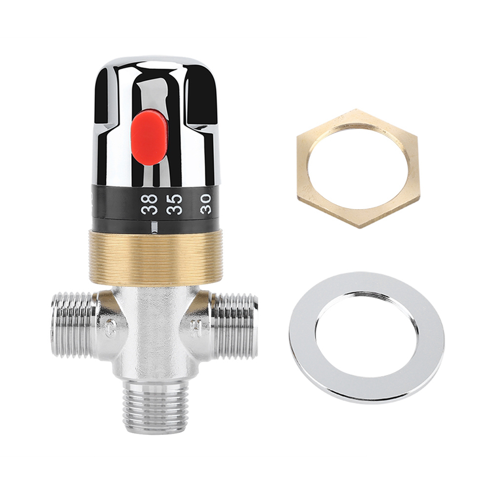 G1/2-zoll-thermostat-mischbatterie Aus Verchromtem Messing Für Bad, Dusche, Waschbecken, Küche, 2 Cm Warm- Und Kaltwasseranschluss