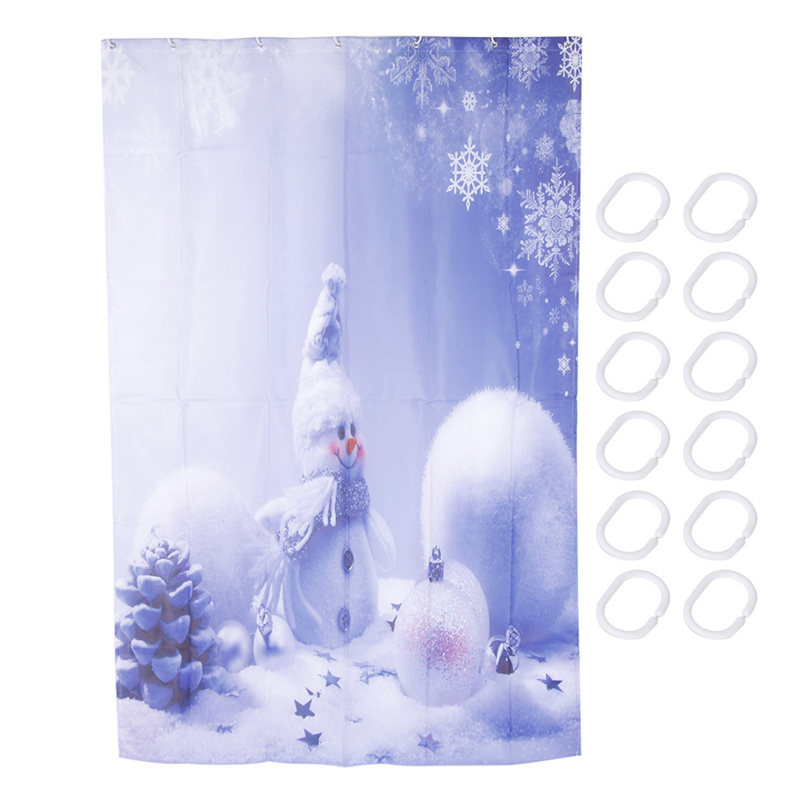 Dekorativer Weihnachtsduschvorhang, Wasserdicht, Kein Bohren Erforderlich, Mit 12 Haken (set)