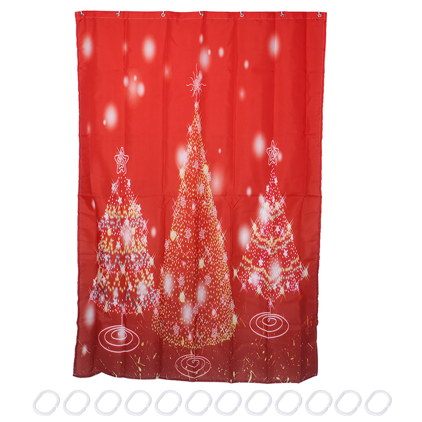 Duschvorhang 120x180cm Mit Aufgedrucktem Weihnachtsbaummuster, Spritzwassergeschütztes Polyester, Inklusive 12 Haken