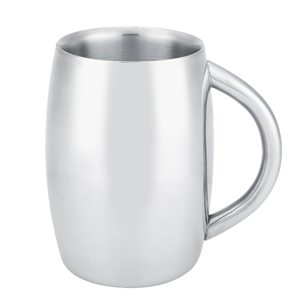 1 Doppelwandiger Edelstahlbecher Mit Henkel Für Kaffee, Bier, Tee - Küchenaccessoire (2)