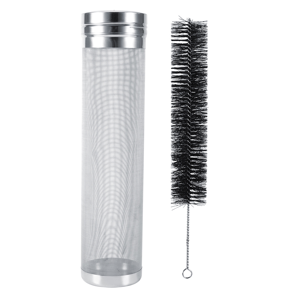 Hopfenfilter Aus Edelstahl (300 Mikron, 50 Mesh), Inklusive Reinigungsbürste, Heimbrauset, 7x29 Cm Fass, Hopfenfilterset, Bürste
