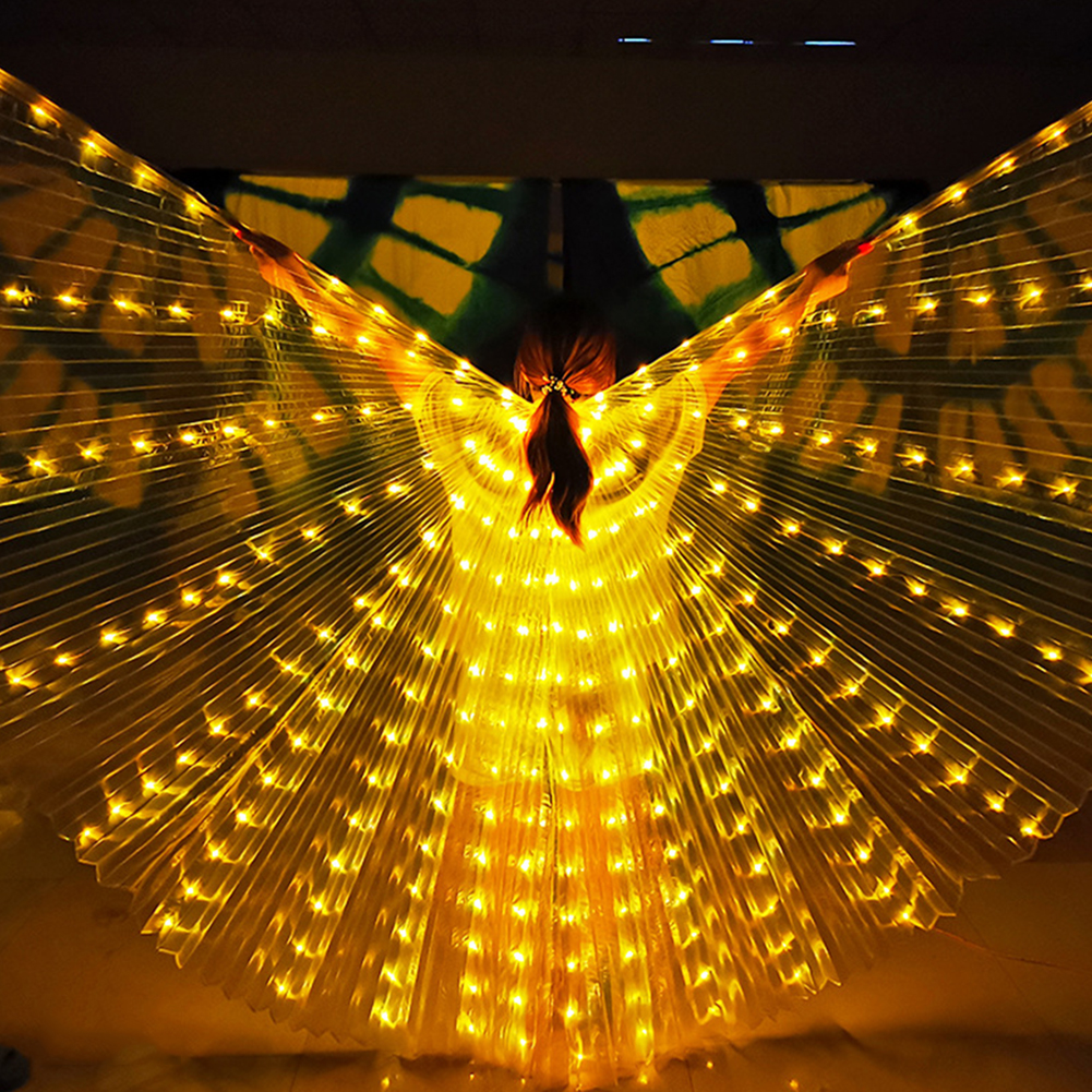 Led-beleuchteter Schal, Neon-bauchtanz-accessoire, 145 Cm, Passend Für Körpergrößen Von 160–178 Cm, Gelb, Mit Ausziehbarem Stab